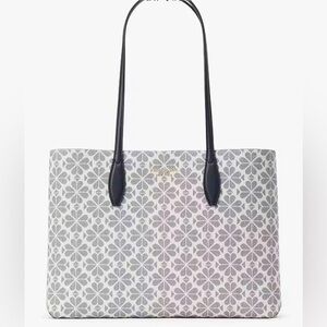 KATE SPADE NEW YORK Women, PVC, Spade Flowers Tote, Slate Blue & White